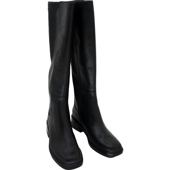 Franco Sarto Black Leather Knee High Boots Square Toe Women's 6.5M